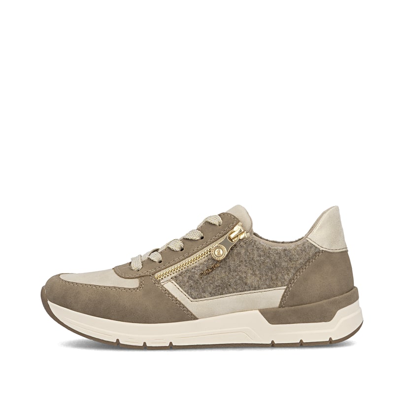 Magentafarbene Rieker Damen Schnürschuhe 58822-31 mit einem Reißverschluss. Schuh Außenseite gespiegelt.