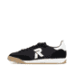 Schwarze Rieker Herren Sneaker Low U4000-00 mit Schnürung sowie abgesetztem Logo. Schuh Außenseite.