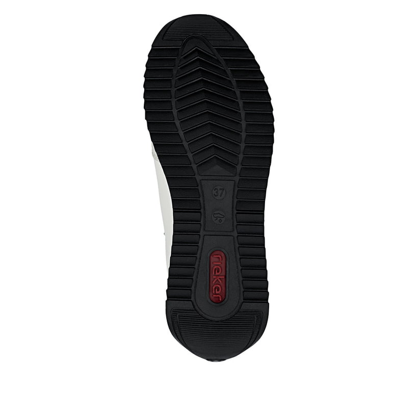 Weiße Rieker Damen Schnürschuhe N1210-80 mit Reißverschluss sowie Extraweite H. Schuh Laufsohle.