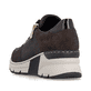 Dunkelbraune Rieker Damen Sneaker Low N6314-25 mit einem Reißverschluss. Schuh von hinten.