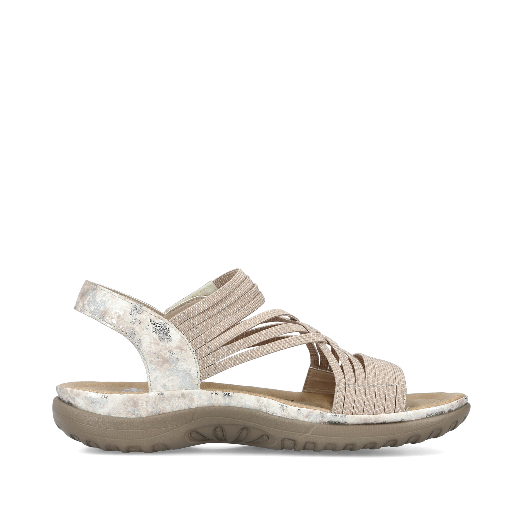 Beige Rieker Damen Trekkingsandalen 64888-60 mit einem Klettverschluss. Schuh Innenseite.