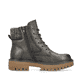 Dunkelgrüne Rieker Damen Schnürstiefel 92920-54 mit einem Reißverschluss. Schuh Innenseite.