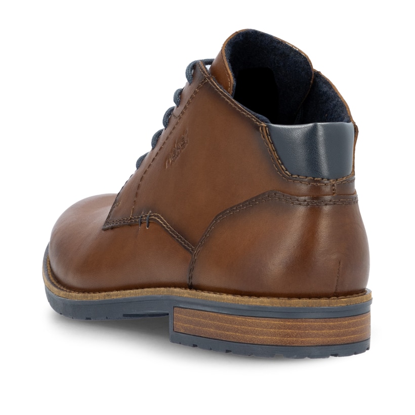 Braune Rieker Herren Schnürstiefel 14612-24 aus Glattleder mit einer Schnürung. Schuh von hinten.