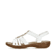 Weiße Rieker Damen Riemchensandalen 60839-80 mit Schmuckelementen sowie Gummizug. Schuh Außenseite.