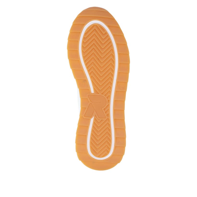 Baskets basses Rieker blanches pour femme W2404-80 avec lacets. Semelle extérieure de la chaussure.