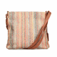 Rieker Damen Handtasche H1519-62 in Cremebeige-Karamellbraun aus Textil mit Reißverschluss. Handtasche getragen.