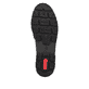 Mocassins Rieker noirs pour femmes 43050-00 avec bande élastique. Semelle extérieure de la chaussure.