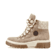Braunbeige Rieker Damen Schnürstiefel X8647-64 mit Schnürung und Reißverschluss. Schuh Außenseite