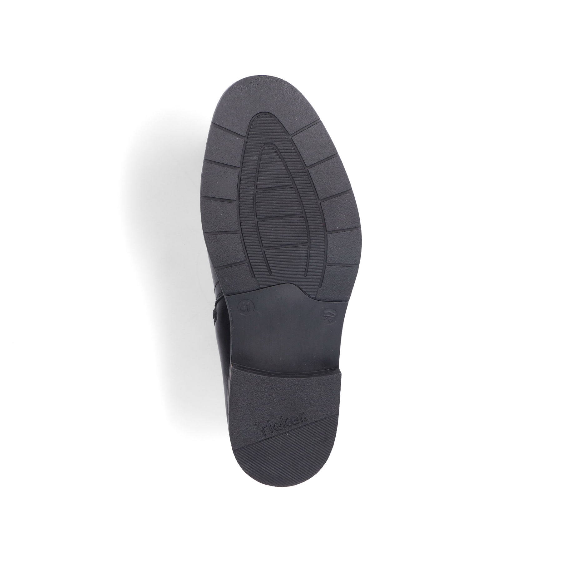 Nachtschwarze Rieker Herren Chelsea Boots 10374-00 mit einer robusten Profilsohle. Schuh Laufsohle