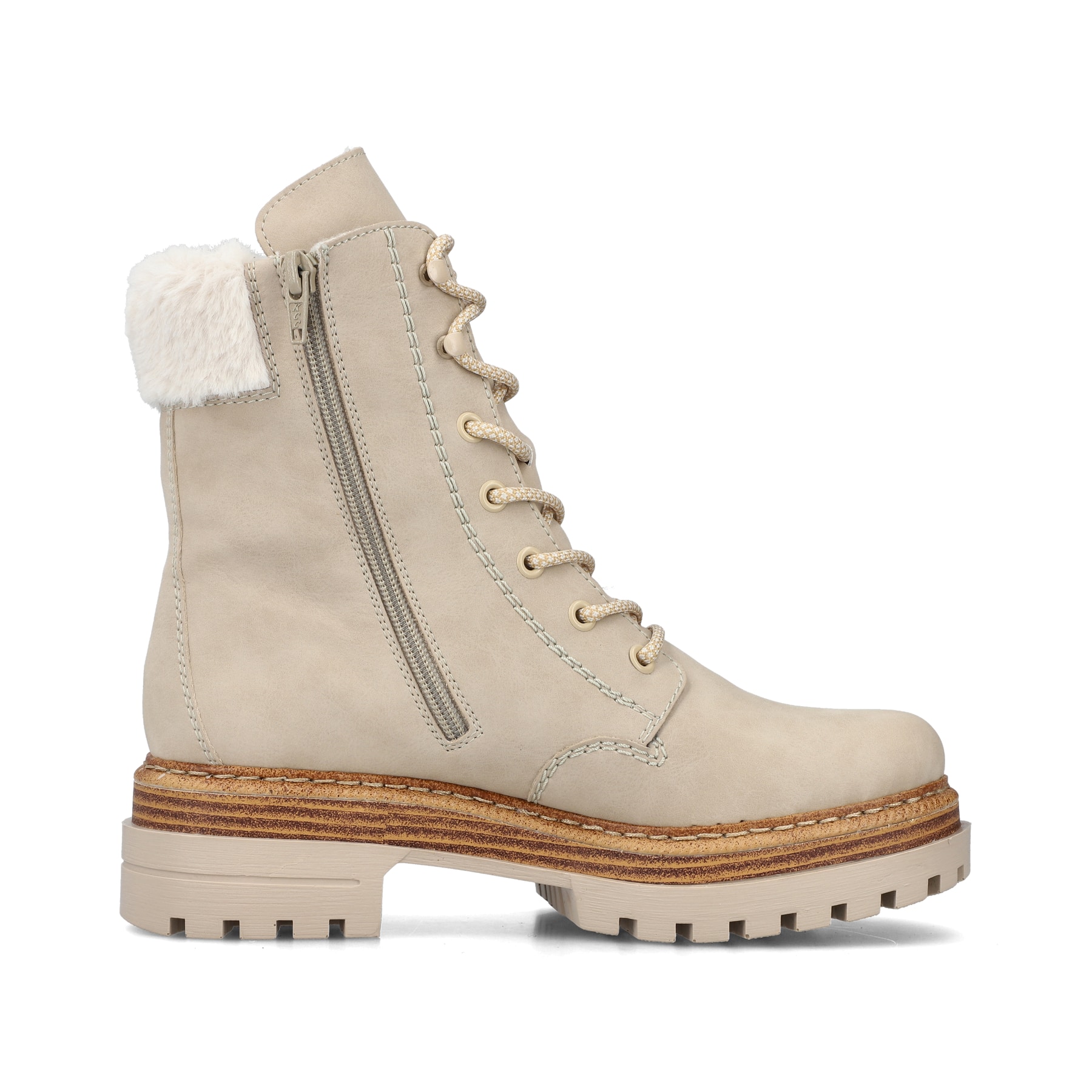 Sandbeige Rieker Damen Schnürstiefel 75630-62 mit einer schockabsorbierenden Sohle. Schuh Innenseite