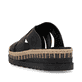 Schwarze Rieker Damen Pantoletten V7989-00 mit einem Gummizug. Schuh von hinten.