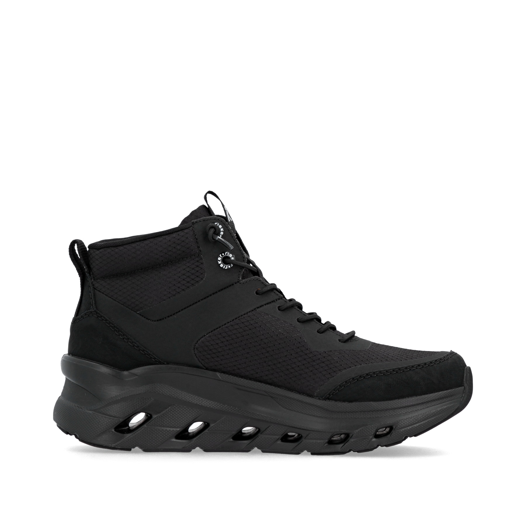 Schwarze Rieker Damen Sneaker High W3570-01 mit wasserabweisender TEX-Membran. Schuh Innenseite.