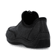 Schwarze Rieker Damen Slipper L1753-00 mit moderner Spannnaht. Schuh von hinten.