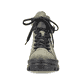 
Laubgrüne Rieker Damen Biker Boots X9023-54 mit einer robusten Profilsohle. Schuh von vorne.