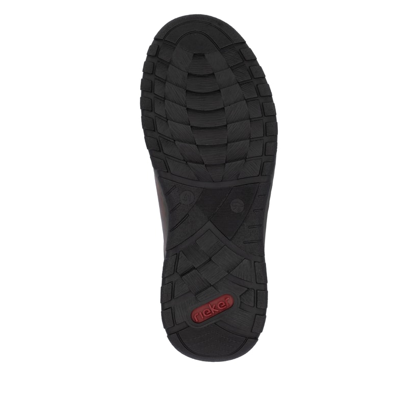 Mocassins Rieker marron pour hommes 03354-26 avec bande élastique. Semelle extérieure de la chaussure.