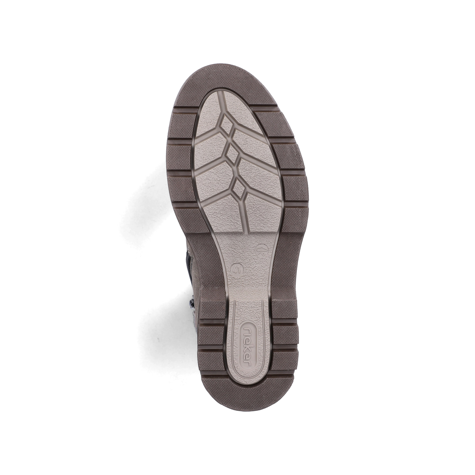 Grau-braune Rieker Herren Schnürstiefel F7010-25 mit modernen Ziernähten. Schuh Laufsohle.