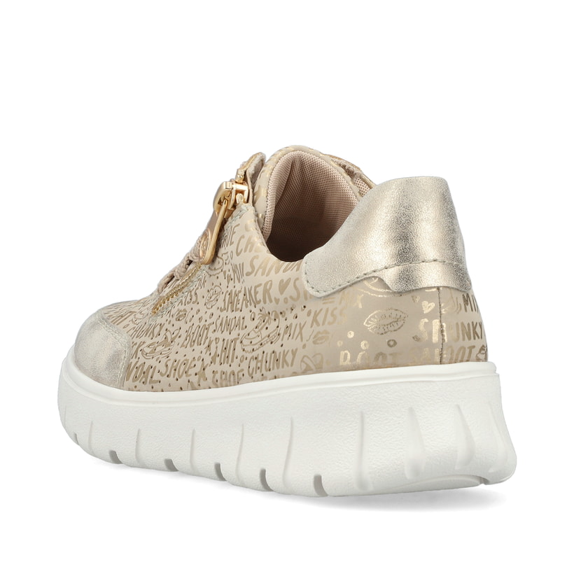 Beige Rieker Damen Schnürschuhe N1316-90 mit Reißverschluss sowie Extraweite H. Schuh von hinten.