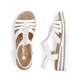 Weiße Rieker Keilsandaletten V0240-80 mit Strasssteinen sowie einem Gummizug. Schuh von oben, liegend.