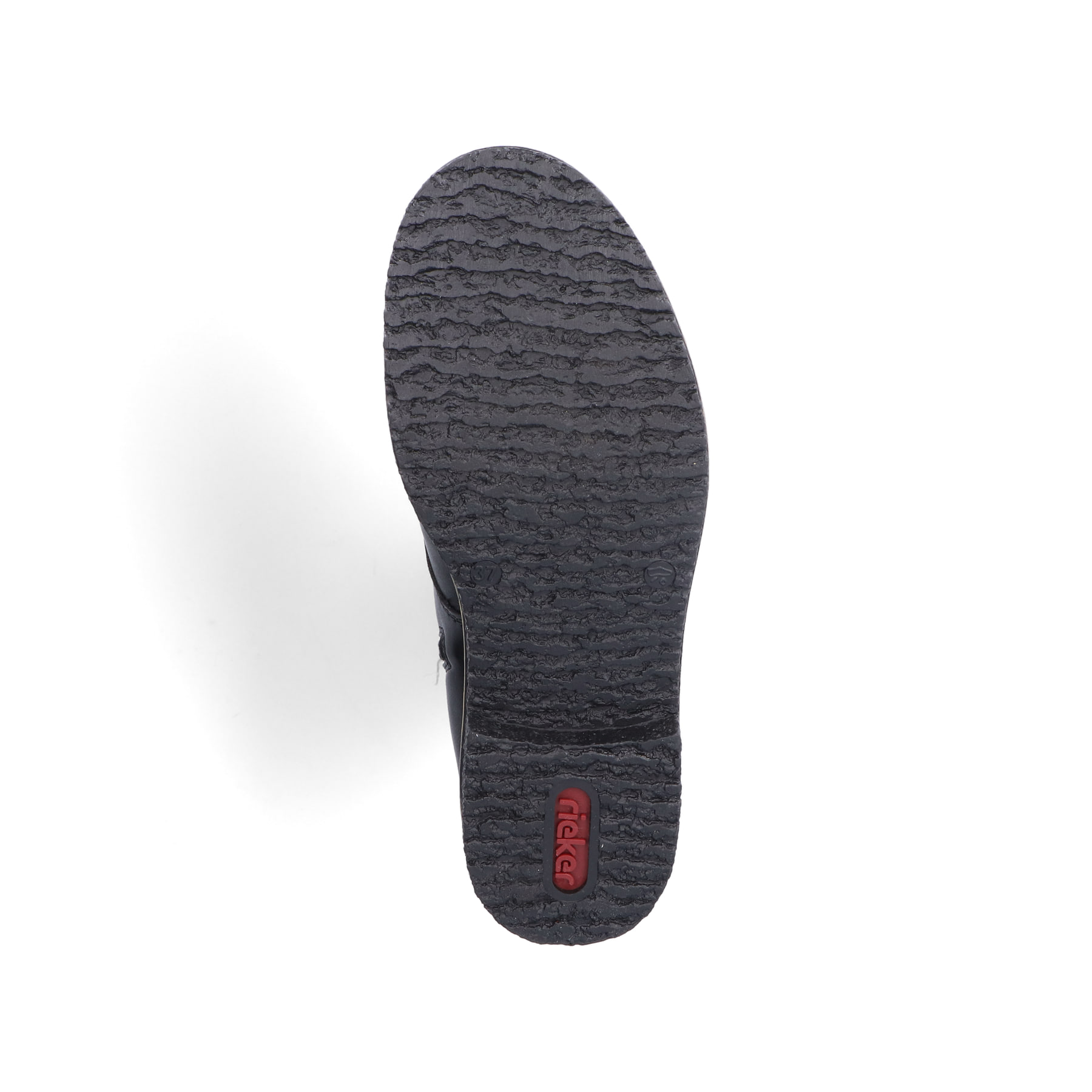 Tiefschwarze Rieker Damen Schnürstiefel 73542-00 mit Schnürung und Reißverschluss. Schuh Laufsohle