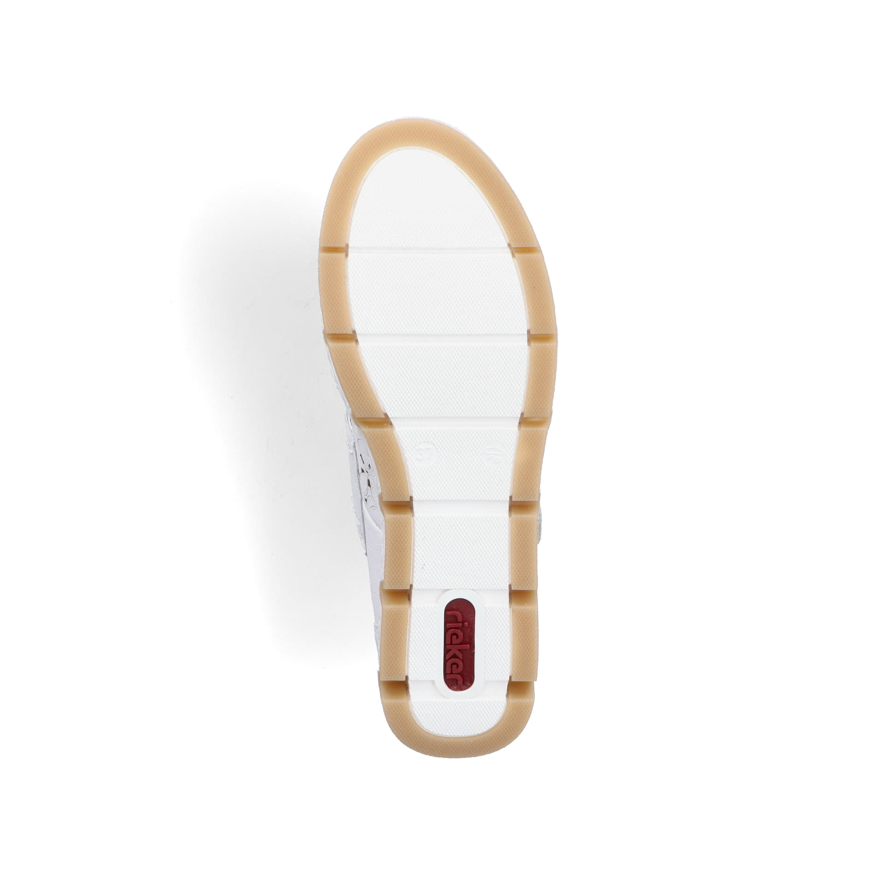 Weiße Rieker Ballerinas 49977-80, Barfußschuhe mit einem Klettverschluss. Schuh Laufsohle.