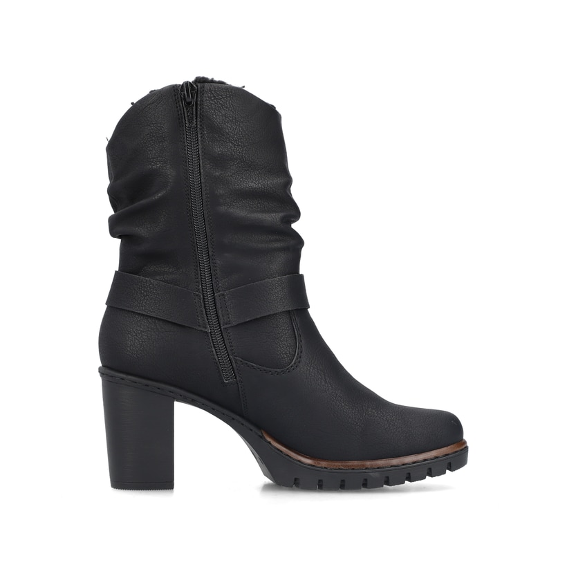 Bottines Rieker noires pour femme Y2582-00 avec fermeture éclair. Intérieur de la chaussure.
