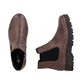 Chelsea Boots Rieker marron pour femmes 43072-22 avec fermeture éclair. Chaussure vue de dessus, couchée.