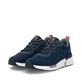 Dunkelblaue Rieker Herren Sneaker Low U1404-14 mit einer Schnürung. Schuhpaar seitlich schräg.