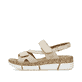Beige Rieker Damen Riemchensandalen V2366-60 mit einem Klettverschluss. Schuh Außenseite.