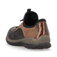 Braune Rieker Damen Slipper N3294-25 mit einer Gummischnürung. Schuh von hinten.