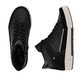 Schwarze Rieker Damen Sneaker High W0171-00 aus Glattleder mit Reißverschluss. Schuh von oben, liegend.