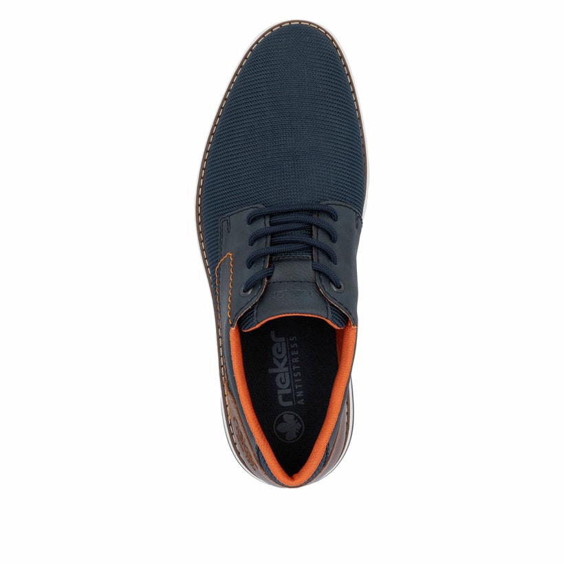 Blaue Rieker Herren Schnürschuhe 11301-14 mit der Komfortweite G 1/2. Schuh von oben.