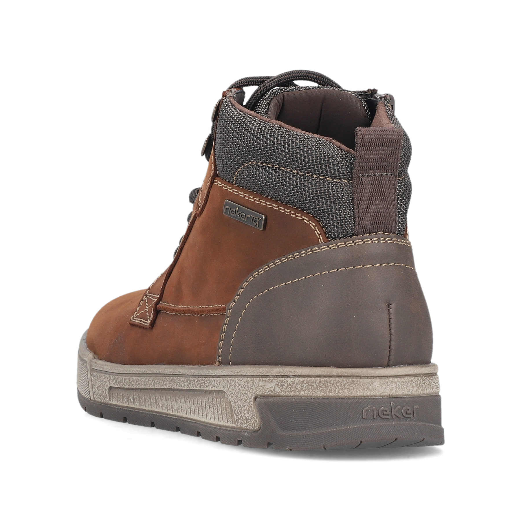 Braune Rieker Herren Schnürstiefel 36040-23 aus Rauleder. Schuh von hinten.