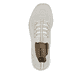Beige vegane Rieker Damen Slipper M5074-64 mit Gummizug sowie flexibler Sohle. Schuh von oben.