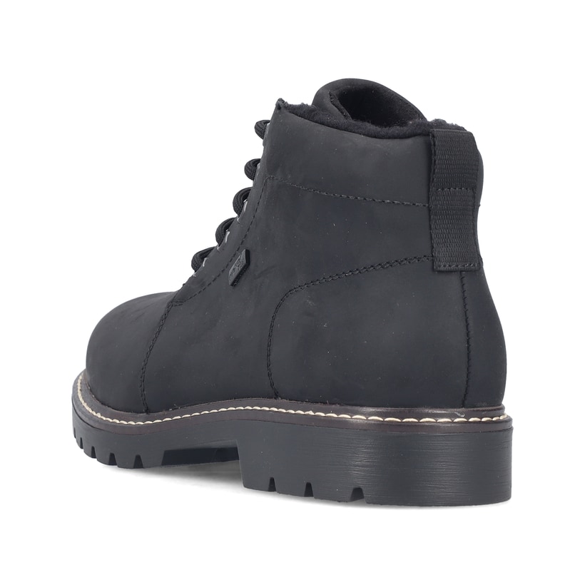 Schwarze Rieker Herren Schnürstiefel 39831-00 aus Rauleder. Schuh von hinten.