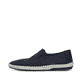 Blaue Rieker Herren Slipper B4555-14 mit einem Gummizug sowie Komfortweite G 1/2. Schuh Außenseite.