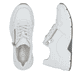 Weiße Rieker Damen Sneaker Low 48134-81 mit runden Ziernähten. Schuh von oben, liegend.