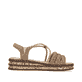 Braune Rieker Keilsandaletten 62977-90 mit Strasssteinen sowie einem Gummizug. Schuh Innenseite.