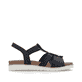 Blaue Rieker Damen Riemchensandalen V5051-14 mit Schmuckelementen sowie Gummizug. Schuh Innenseite.