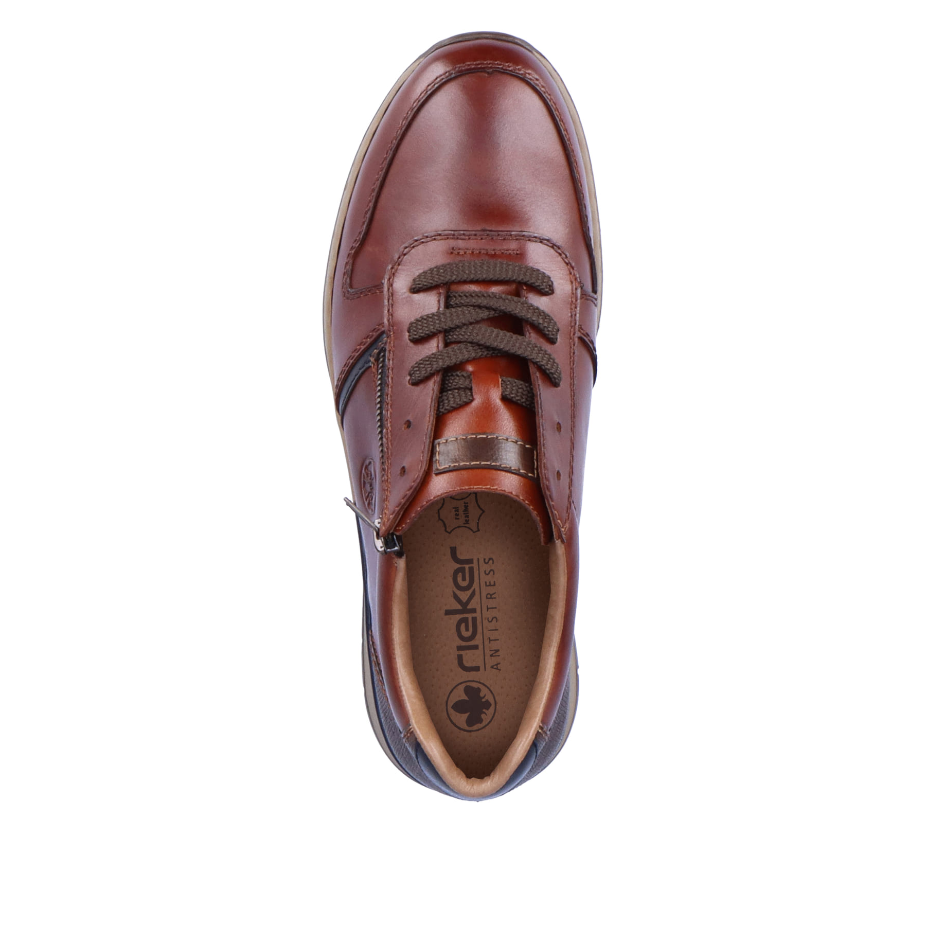 Baskets basses Rieker marron pour homme B2112-25 en cuir lisse. Semelle extérieure de la chaussure.
