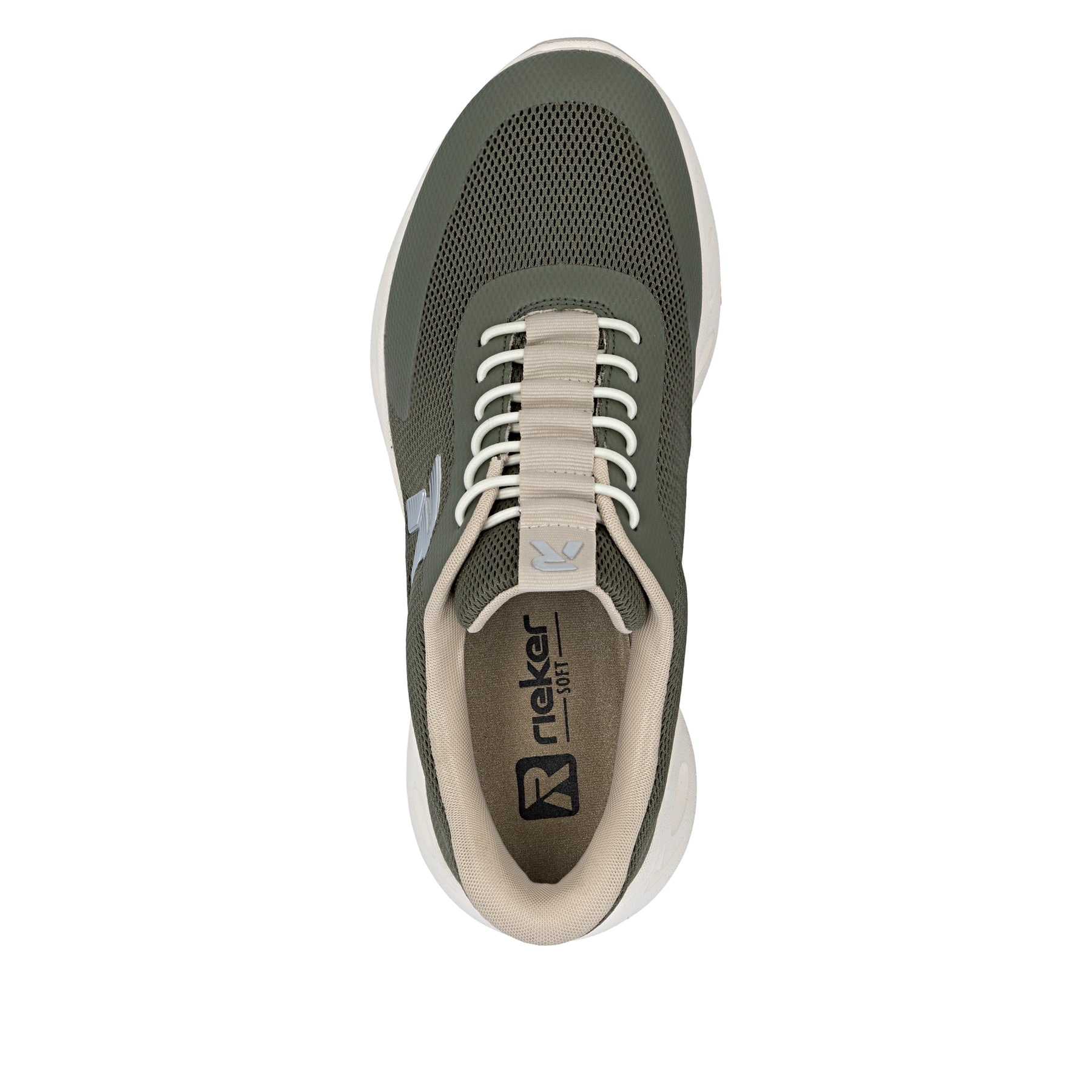 Baskets basses Rieker vertes femme M6551-54 avec option easy in facile. Chaussure vue de dessus.