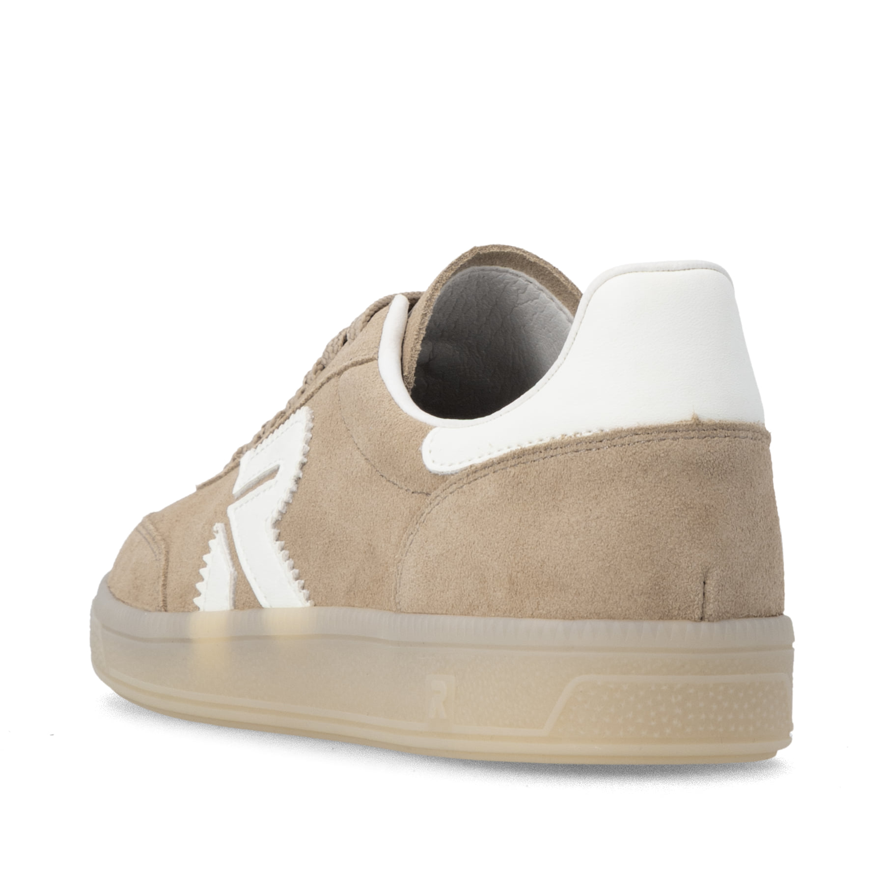Beige Rieker Sport Herren Sneaker Low U2200-62. Schuh von hinten.