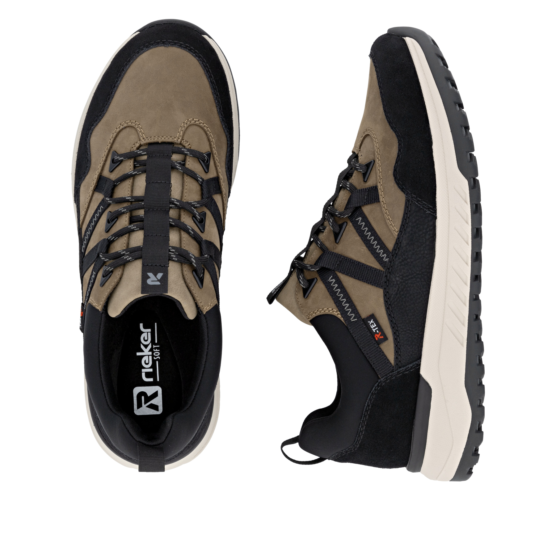 Braune Rieker Herren Sneaker Low U0104-20 aus Rauleder. Schuh von oben, liegend.