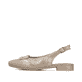 Beige Rieker Slingpumps 43150-60 mit Schnallen sowie einer leichten Sohle. Schuh Außenseite.