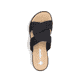 Schwarze Rieker Damen Pantoletten V3669-00 mit einer schockabsorbierenden Sohle. Schuh von oben.