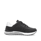 Schwarze Rieker Damen Sneaker Low W2402-00 mit einem Reißverschluss. Schuh Innenseite.