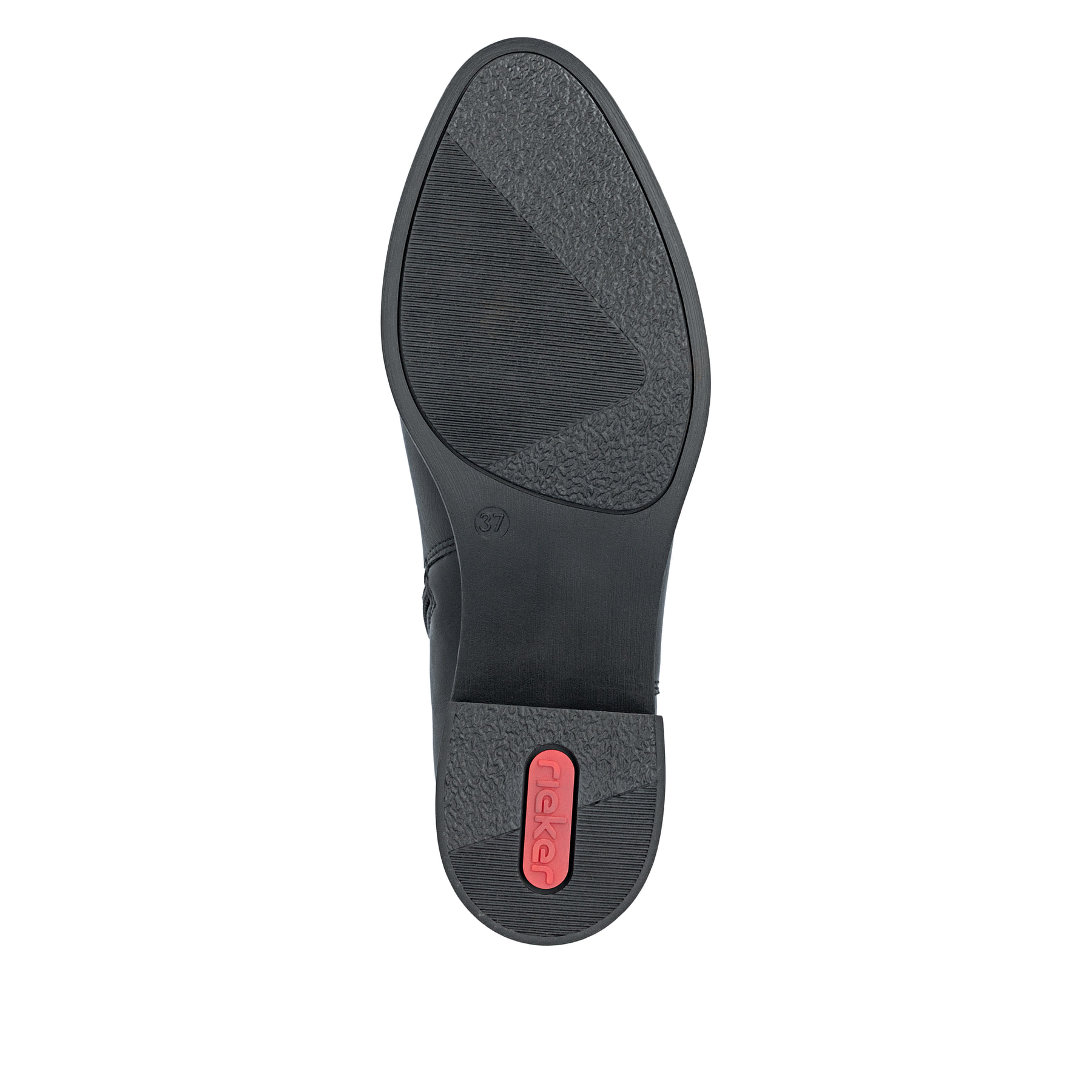 Schwarze Rieker Damen Stiefeletten 74170-00 mit einem Reißverschluss. Schuh Laufsohle.