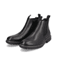 Stahlschwarze Rieker Herren Chelsea Boots 33180-00 mit einem Reißverschluss. Schuhpaar seitlich schräg.