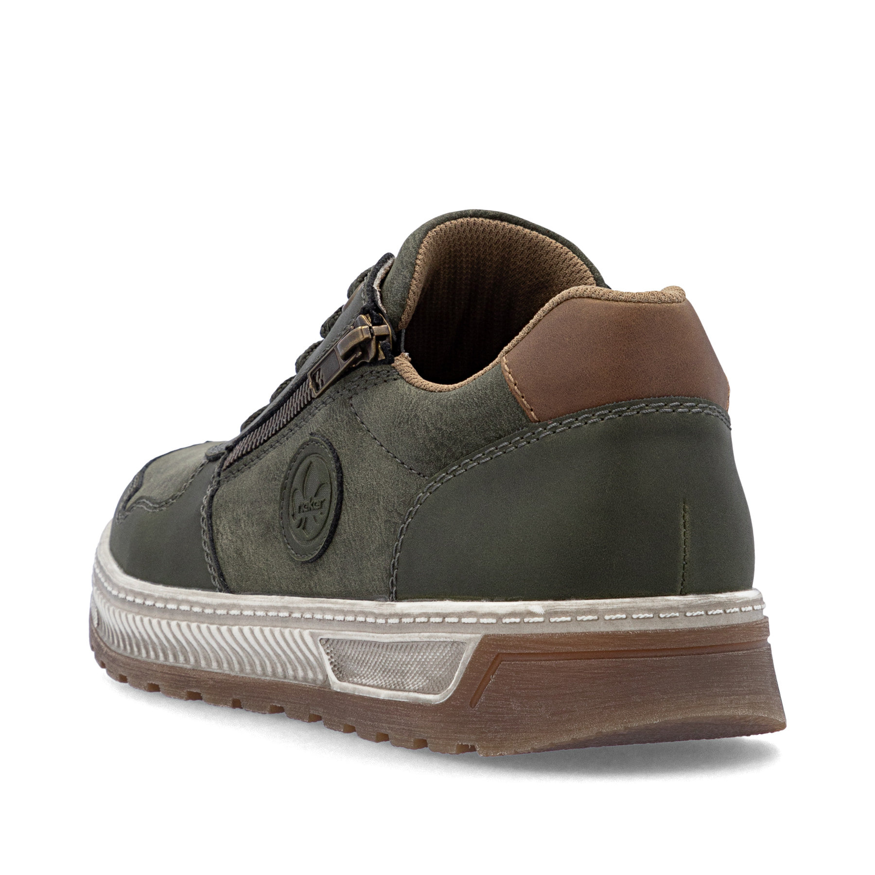 Baskets basses Rieker vertes pour homme 37029-52 avec fermeture éclair. Chaussure vue de dessus.