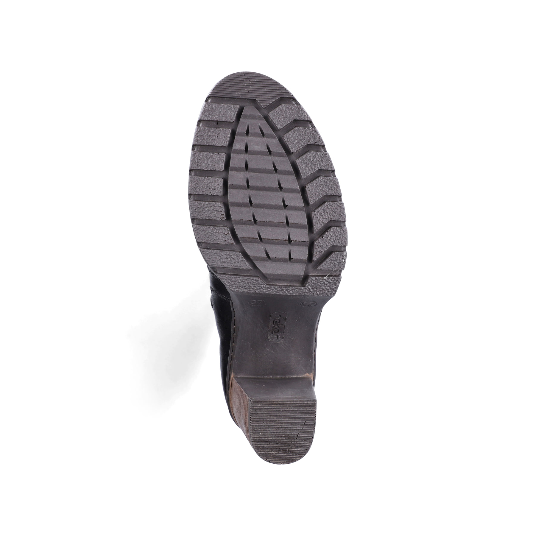 Schwarze Rieker Damen Hochschaftstiefel Y2581-00 aus Glattleder. Schuh Laufsohle.