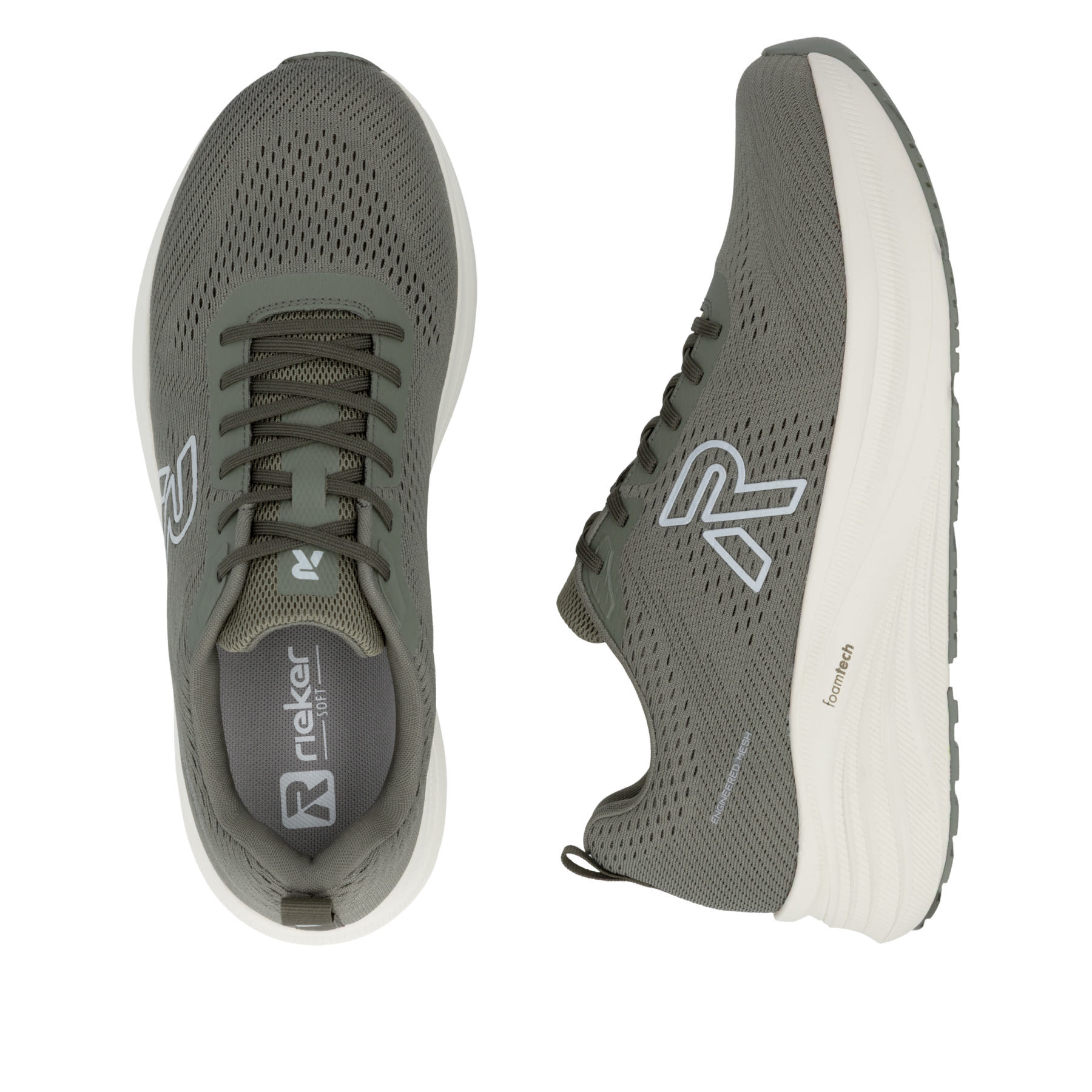 Grüne Rieker Sport Herren Sneaker Low U4101-54. Schuh von oben, liegend.